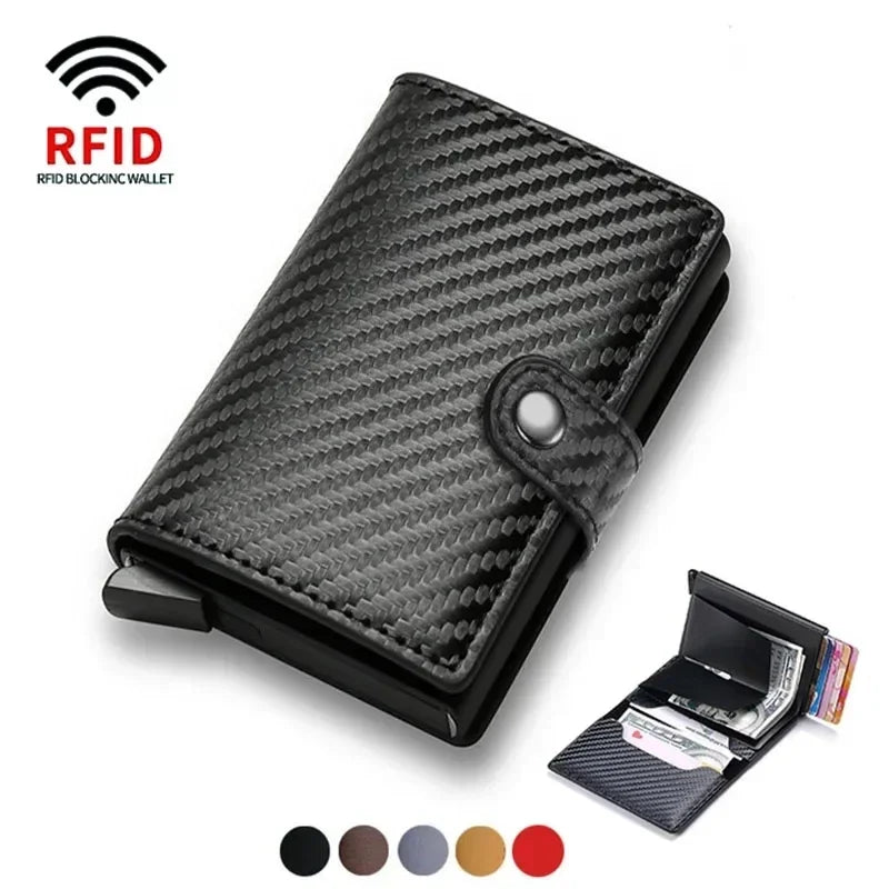 Large Capacity Double Layer RFID Blocking Carbon Fiber Wallet – Men’s Anti-Theft Credit & ID Card Holder Case
