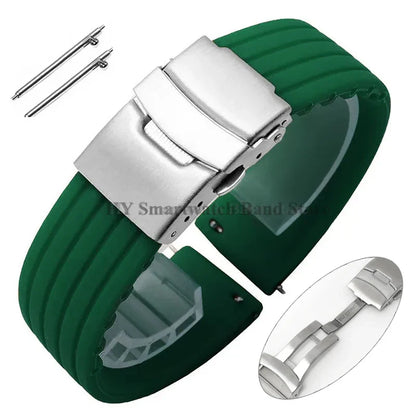 Quick Release Silicone Watch Strap 18–24mm – Sport Rubber Band for Huawei Watch GT2/3/4, Omega, Seiko, Fossil