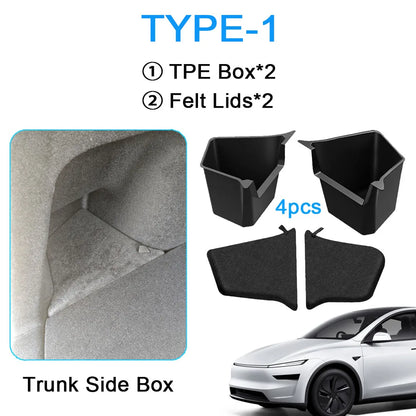 USVOTOV Trunk Organizer for Tesla Model Y 2025 – Rear Storage Bins & Side Box TPE Accessories