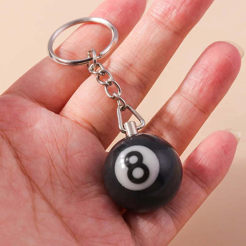 Creative Billiard Pool Keychain – Lucky Black 8 Ball 25mm Resin Jewelry Gift