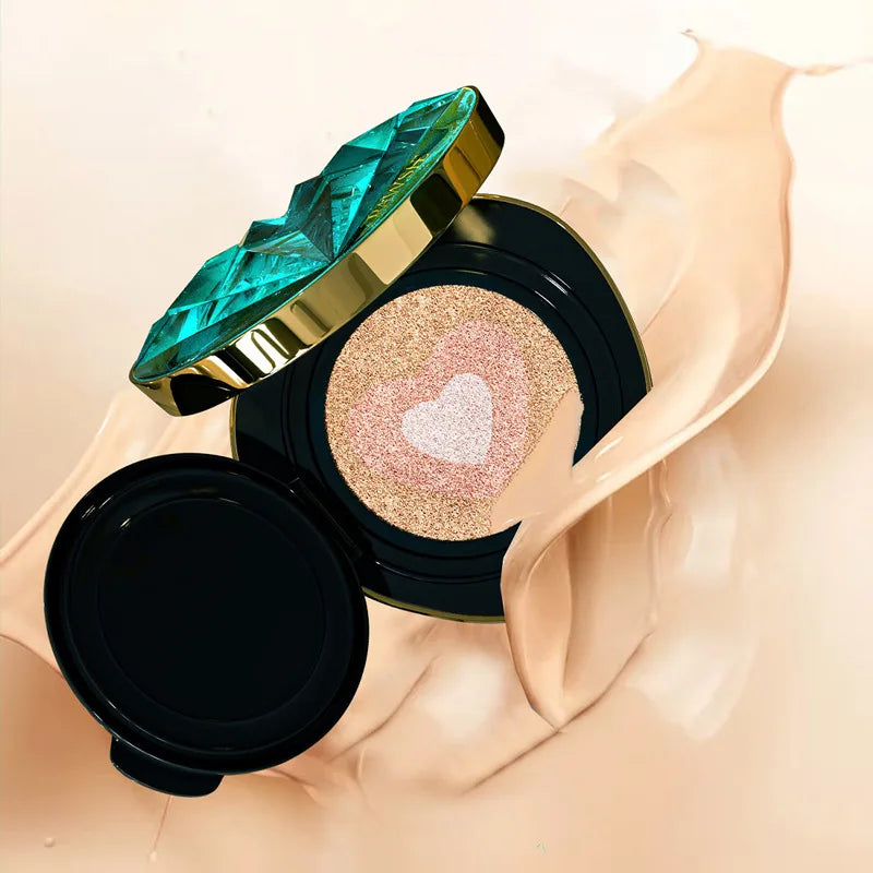 Korean 3-in-1 Air Cushion Foundation Set – BB & CC Cream with Concealer, Nourishing Makeup Base