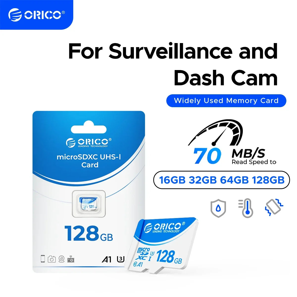 ORICO Micro SD Card – 16GB, 32GB, 64GB, 128GB A1 U3 Class 10 V10 for Camera, Drone & Dash Cam