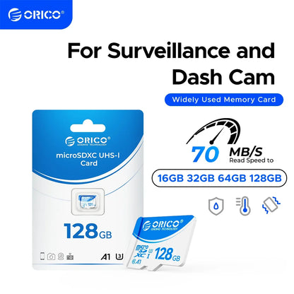 ORICO Micro SD Card – 16GB, 32GB, 64GB, 128GB A1 U3 Class 10 V10 for Camera, Drone & Dash Cam