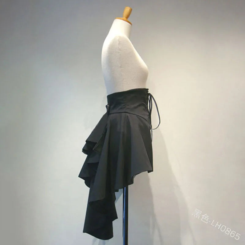 Women’s Lolita Gothic Punk Skirt – Waist-Up Bandage Irregular Hem Halloween Costume