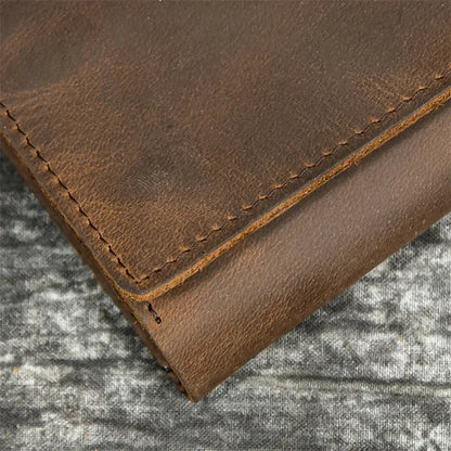 Men's Genuine Leather Short Wallet with Chain – Zipper Clutch, Trifold Purse, Card Holder & Coin Purse for Men