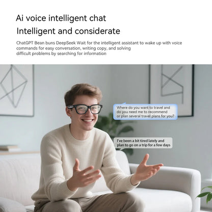 Blackview BV100 Smart Glasses — HD Camera, Bluetooth 5.4, 220mAh Battery, Stereo Bass Speakers, Noise-Cancelling Mic, Wear Detection