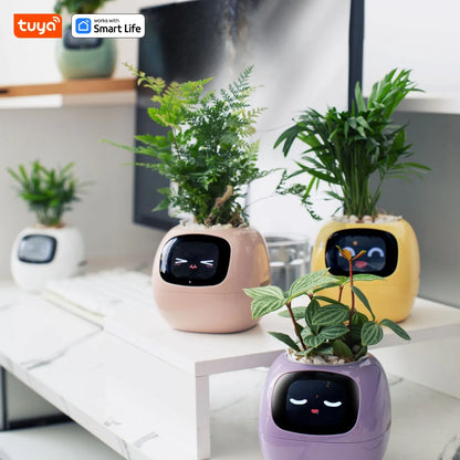 Tuya Ivy Smart Planter – AI-Enhanced with 7 Smart Sensors, Over 49 Expressions for Easy and Fun Plant Care