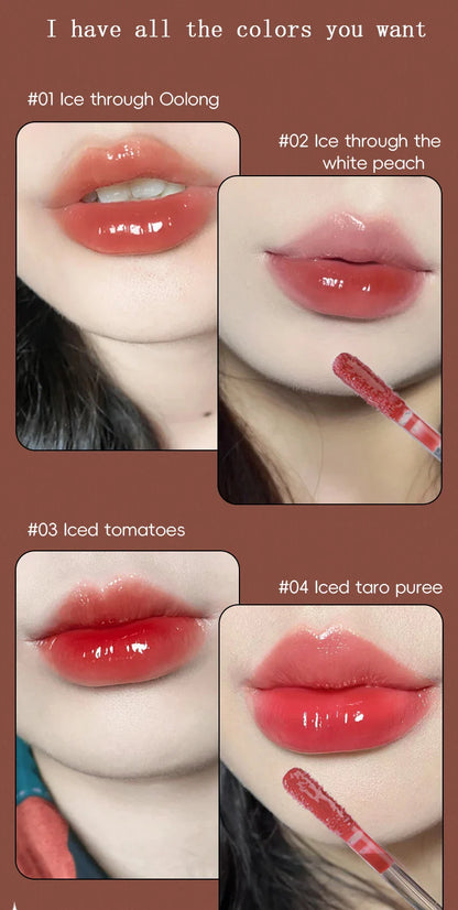 Long-Lasting Waterproof Lip Gloss – Moisturizing Mirror Shine, Easy Halo-Dyeing, Transparent Color Cosmetics