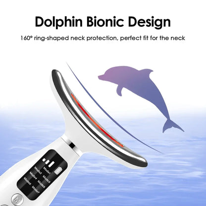 Portable 7-Color LED Light Therapy Massager – Face & Neck Anti-Wrinkle Skin Tightening with 3 Adjustable Vibration Gears