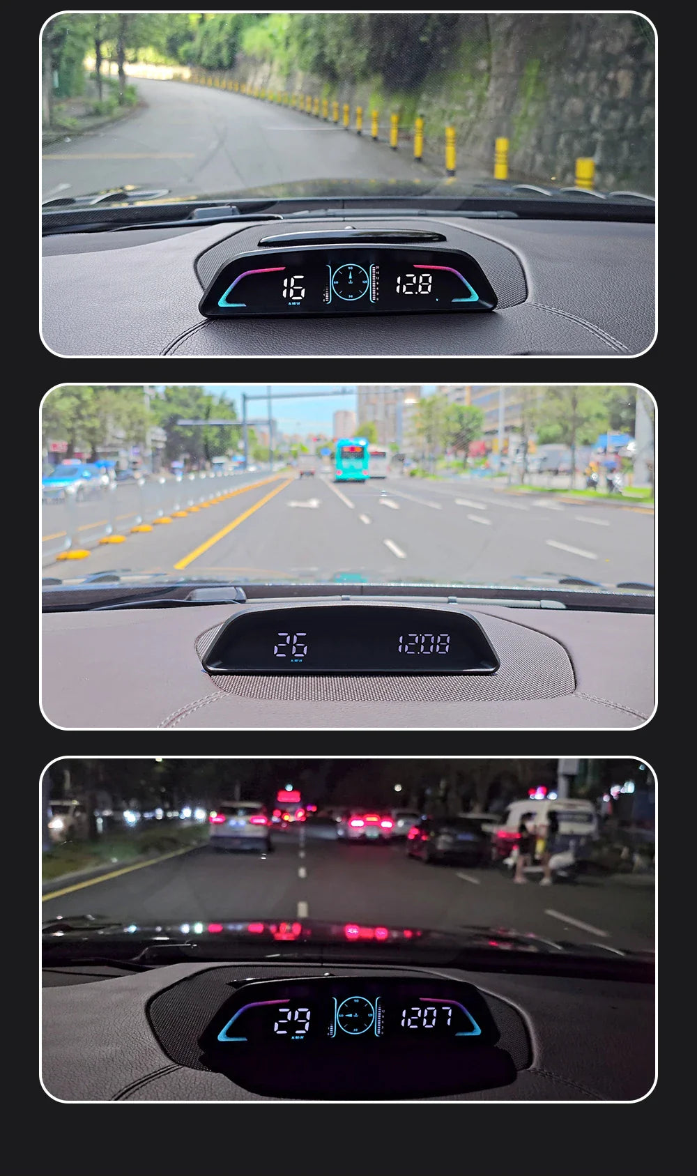 Multi OBD Meter B3 HUD – Speed, RPM, Water Temp, Fuel, Time with Overspeed, Voltage Alarm & Drive Reminder