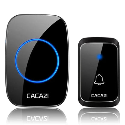 CACAZI A06 DC Battery-Operated Wireless Waterproof Doorbell – 300M Remote, 36 Chimes, Cordless Home Call Bell
