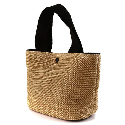 Women’s Bohemian Beach Straw Bag – Handmade Woven Rattan Bucket Shoulder & Crossbody Handbag