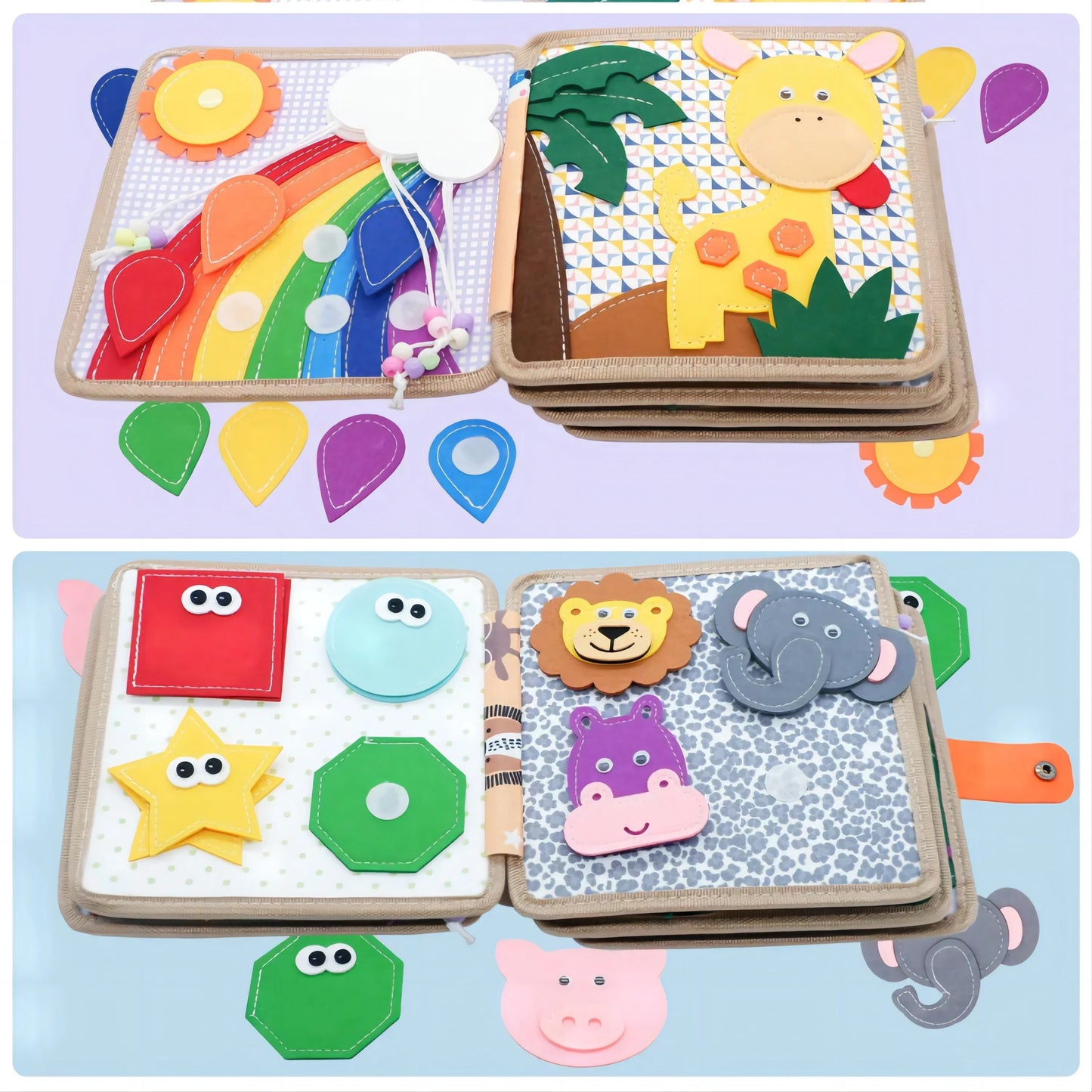 Montessori Busy Book for Kids – Color, Shape & Animal Cognition, Early Education Giraffe Quiet Book, Fine Motor Skills Toy