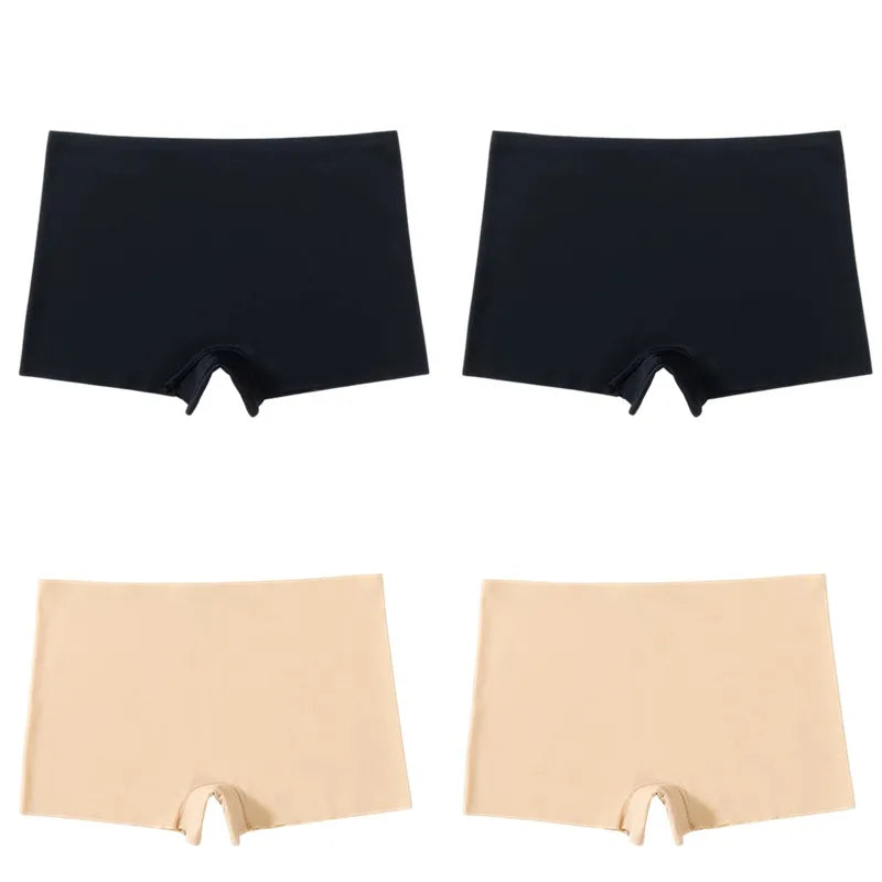 BZEL 4PCS Women's Seamless Panties – Breathable Silk Satin Boyshorts, Comfortable Sports Lingerie Underwear