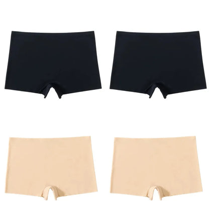 BZEL 4PCS Women's Seamless Panties – Breathable Silk Satin Boyshorts, Comfortable Sports Lingerie Underwear