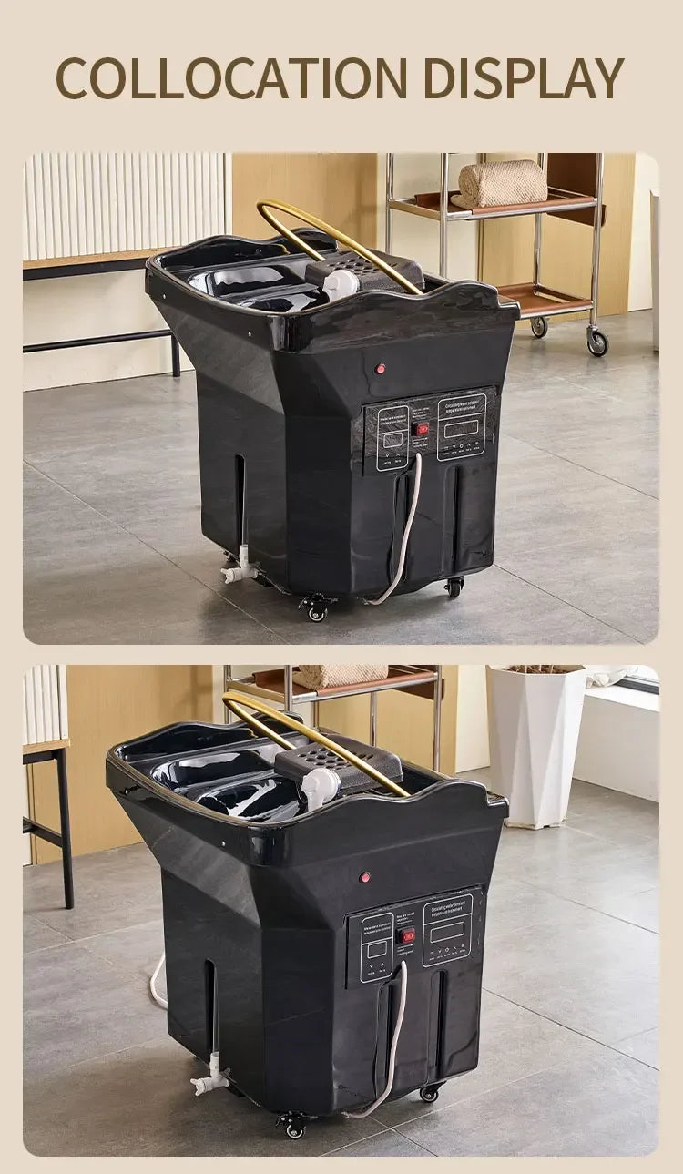 Portable Black Head Spa Shampoo Chair with Water Tank – Mobile Salon Basin