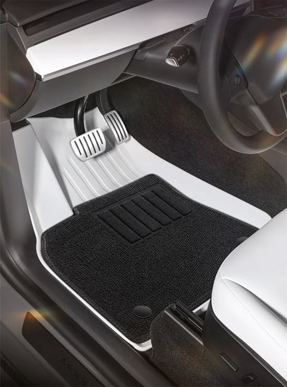 YZ TPE White Foot Pad — Fully-Surrounded Floor Liner for Tesla Model 3 & Model Y (2021–2025) | Waterproof, Non-Slip