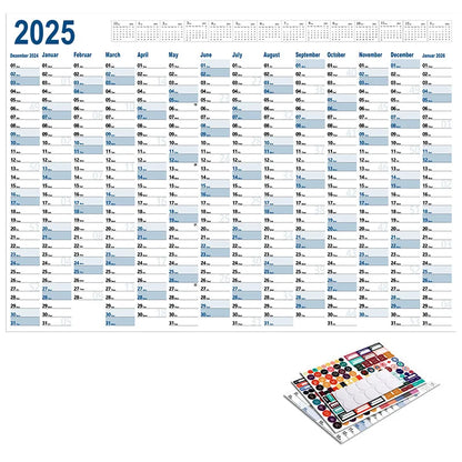 2025 2024 Large Wall Calendar Planner Sheet – Kawaii To-Do List & Schedule Organizer for Office & Home