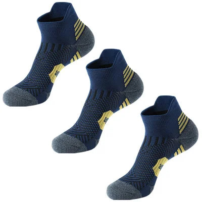 3 Pairs Professional Sports Socks – Non-Slip Towel Bottom Running Socks for Men & Women, Breathable Quick-Dry Basketball Training Ankle Sox