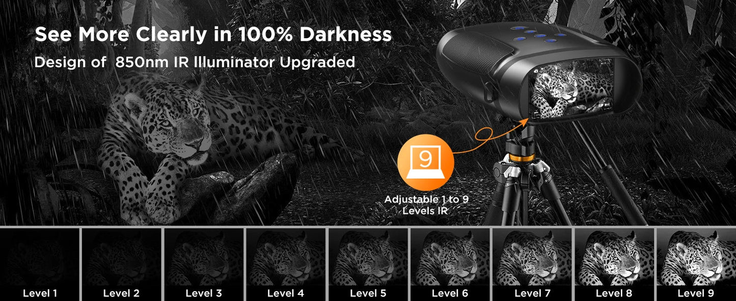 10X Digital Night Vision Binoculars | 9-Level Infrared, 600M Visibility in Darkness with 5000mAh Rechargeable Battery