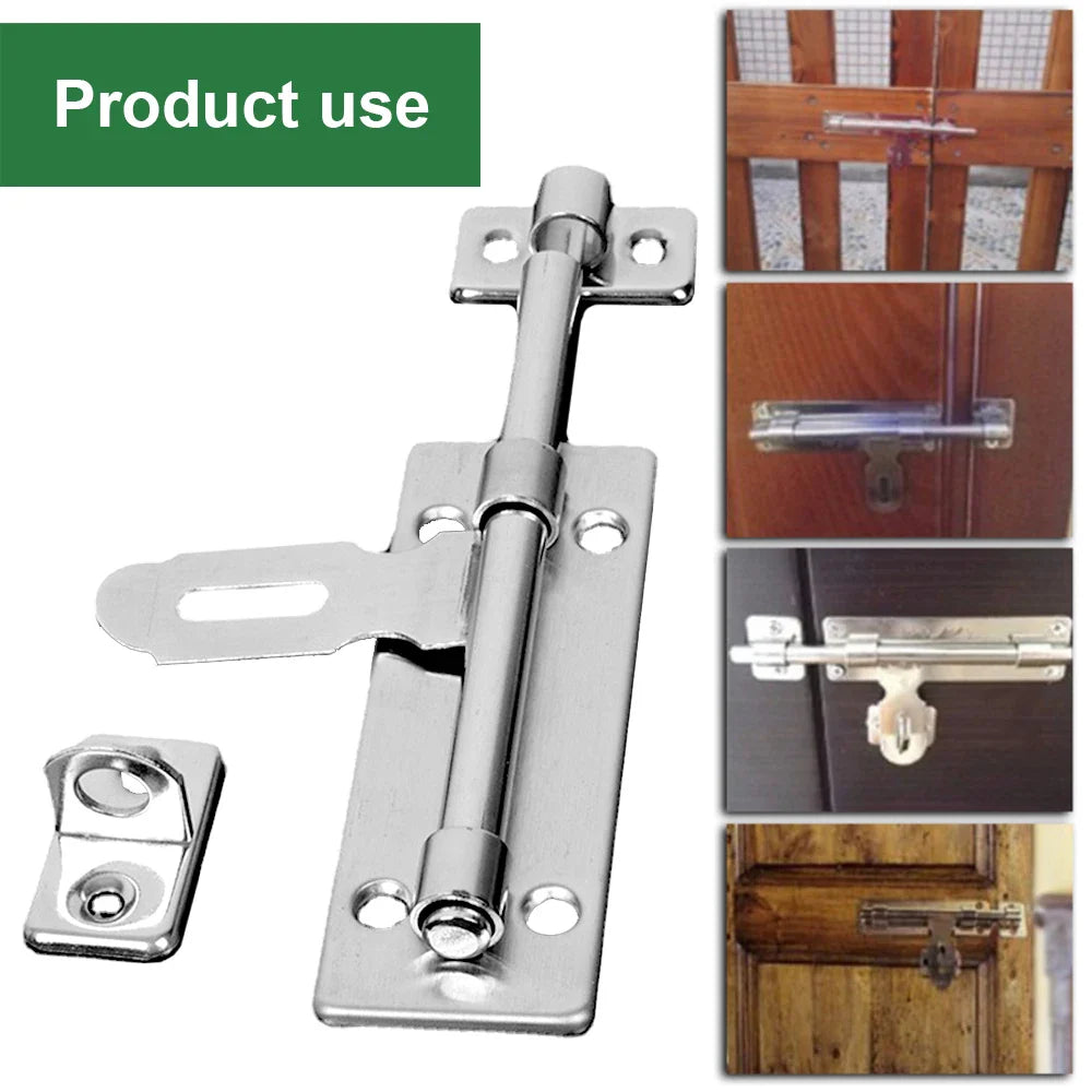 4-Inch Stainless Steel Door Lock – Barrel Bolt Latch Padlock Clasp Set for Doors, Windows, Drawers & Cupboards (Brushed Finish)