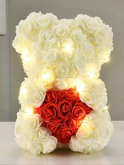 25cm Eternal Rose Teddy Bear – Artificial Flower Gift for Mom, Mother’s Day, Birthday, Valentine’s & Anniversary