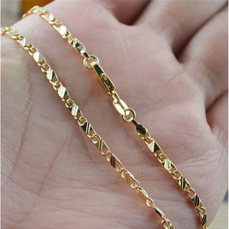 Exquisite 18K Gold-Filled Necklace for Men & Women – 16-30 Inch Fashion Jewelry Chain