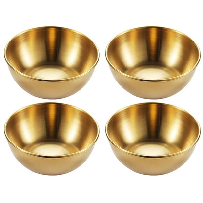 2PCS/4PCS Stainless Steel Golden Sauce Dishes – Appetizer & Seasoning Serving Tray Set for Kitchen Tableware