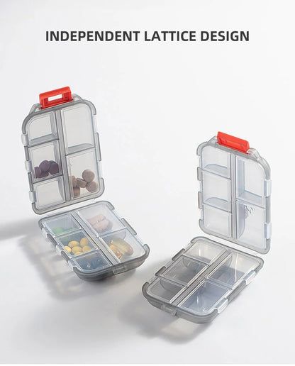 JUSTLANG Portable Medicine Box – Waterproof & Moisture-Proof Pill Container with 10 Small Grid Cells for Tablets Storage