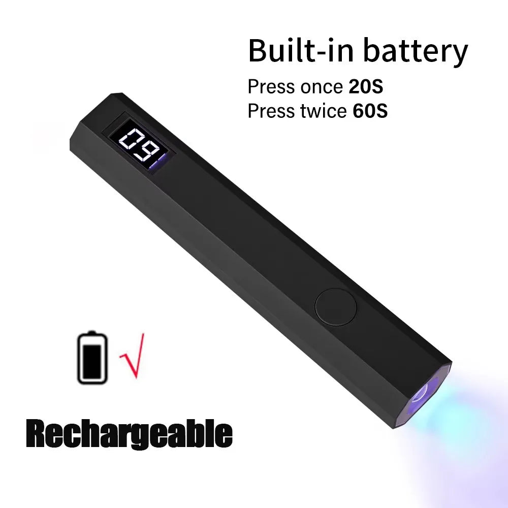 Cordless UV LED Nail Lamp - Rechargeable Gel Nail Dryer with LCD Display & Stand