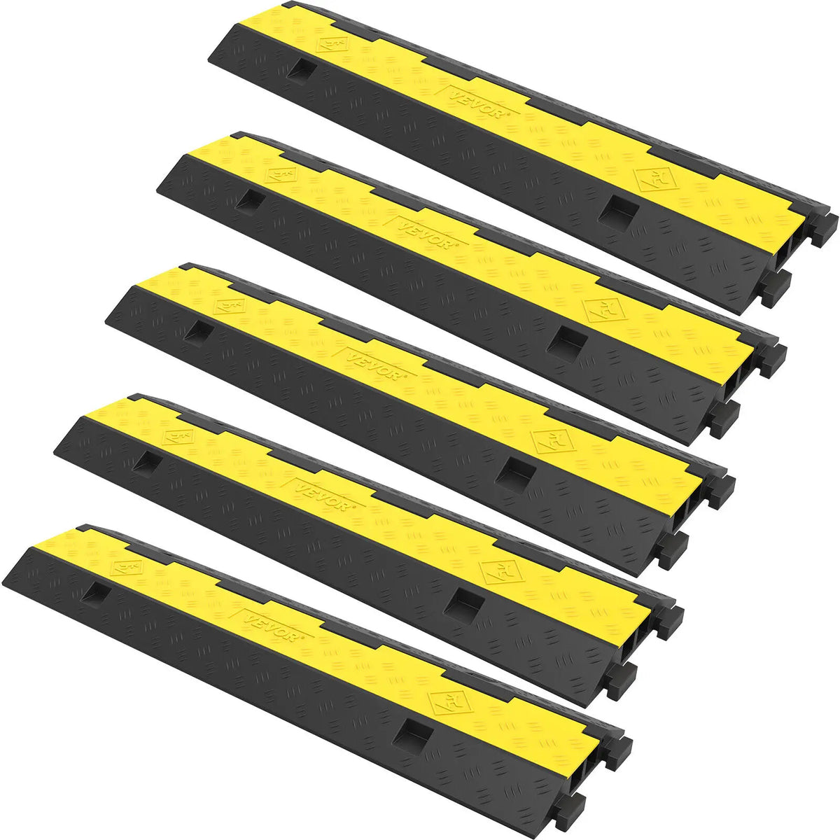 SucceBuy 2-Channel Cable Protector Ramp – Heavy-Duty Rubber & PVC Cord Cover, 11,000 lb Capacity for Driveways & Traffic Areas