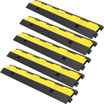 SucceBuy 2-Channel Cable Protector Ramp – Heavy-Duty Rubber & PVC Cord Cover, 11,000 lb Capacity for Driveways & Traffic Areas