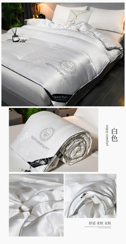 100% Mulberry Silk Handmade Comforter – Winter Warmth, Spring & Autumn Blanket, Thickened Single/Double Quilt for Home & Hotel