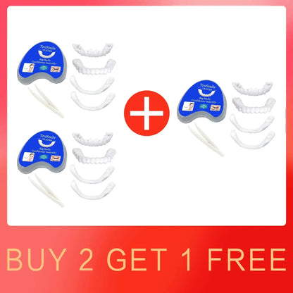Silicone Denture Set — Temporary Orthodontic Teeth, Fake Tooth Braces for Oral Hygiene, Whitening & Dental Simulation