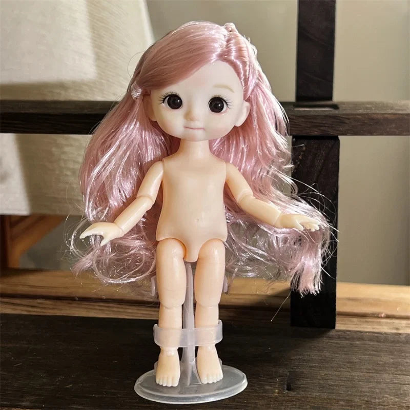 16CM Articulated Doll — 3D Simulation Eyes, 13-Joint Multi-Expression Little Girl Toy