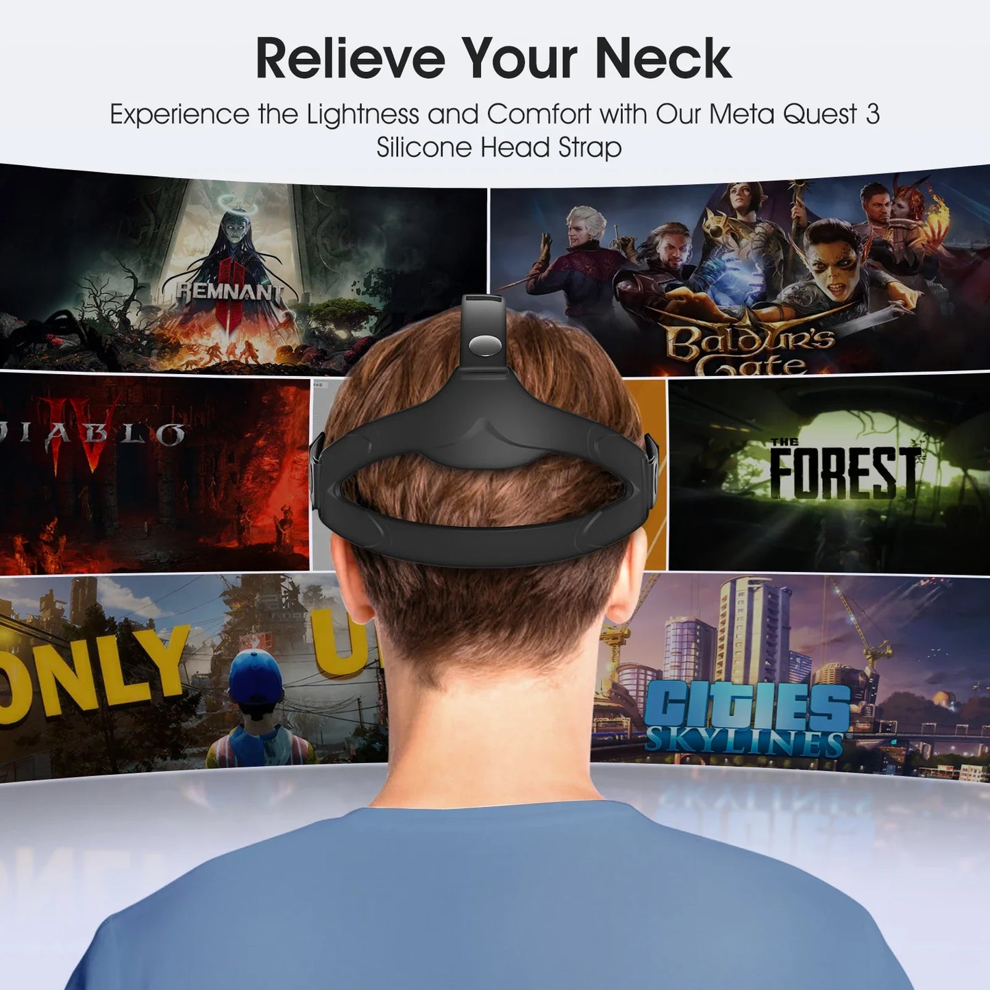 Active Silicone Head Strap for Meta Quest 3 — Comfortable Durable Replacement Pillow Accessory