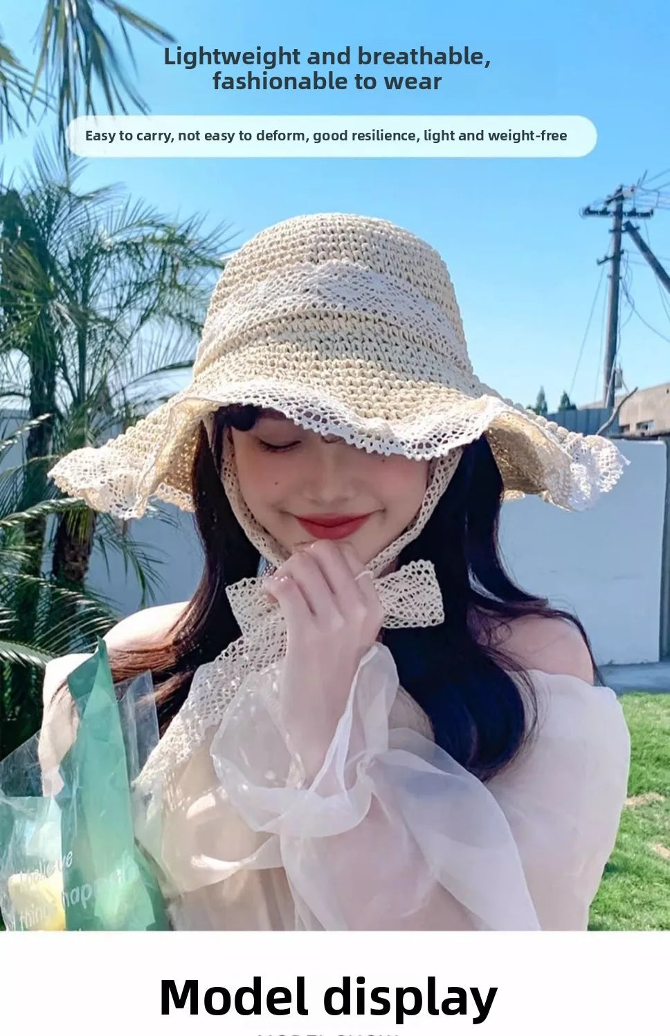 Women’s Wide Brim Sun Hat – Large Foldable Summer Straw Hat with UV Protection for Beach & Outdoor Use