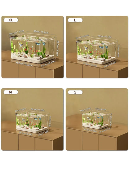 Transparent Desktop Aquarium Fish Tank - Creative Rectangular Home & Office Decor Tank for Small Fish