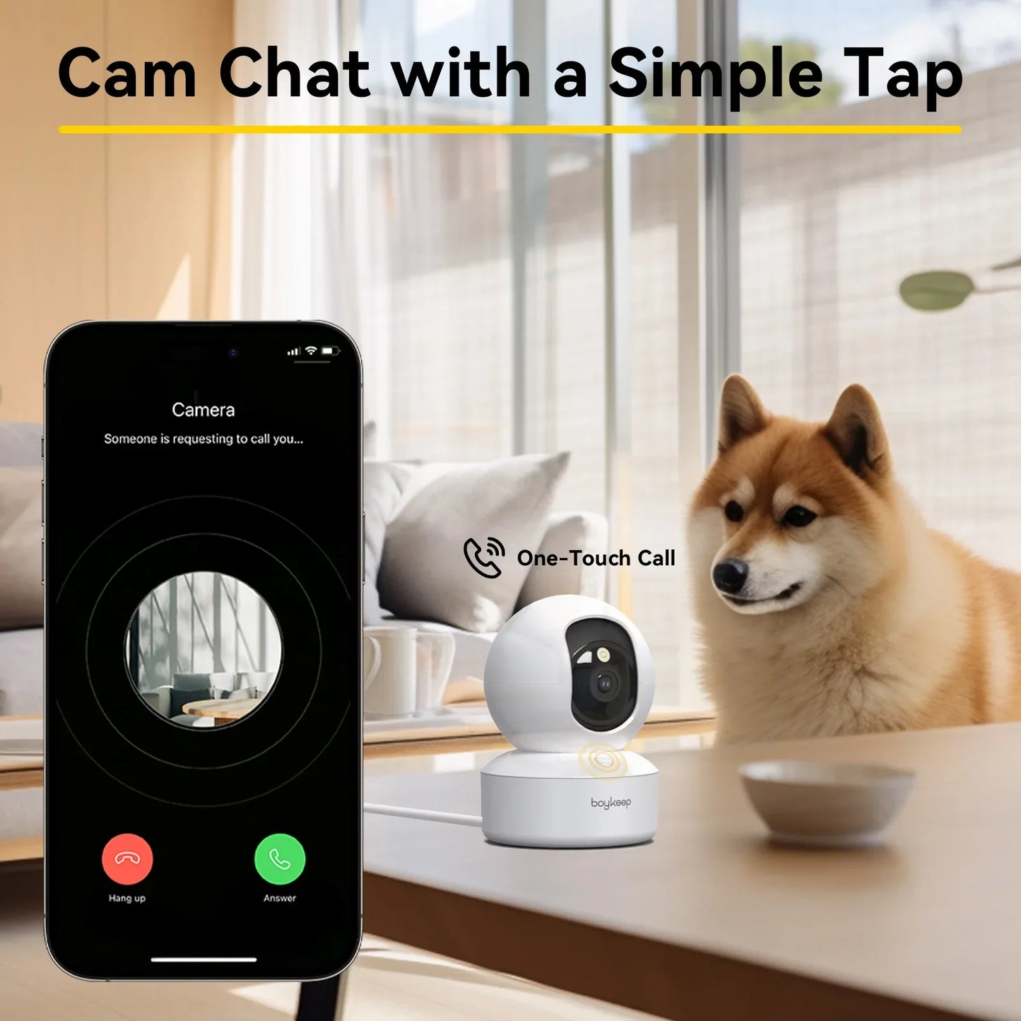 Boykeep 2K Pet & Baby Security Camera – 360° Pan/Tilt WiFi Indoor Camera with 5G/2.4GHz, Two-Way Audio & Night Vision