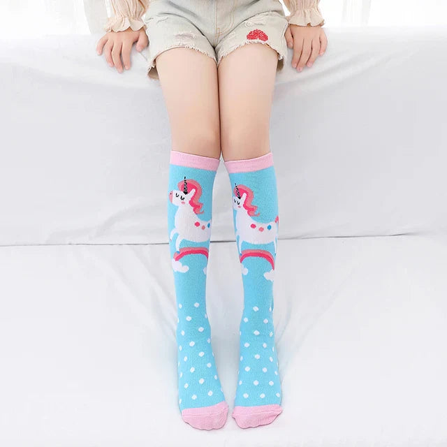 Cute Cartoon Animal Knee-High Socks for Babies & Kids – Warm Cotton Ankle & Over-Knee Socks for Girls
