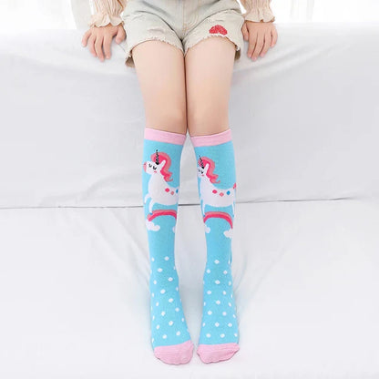 Cute Cartoon Animal Knee-High Socks for Babies & Kids – Warm Cotton Ankle & Over-Knee Socks for Girls