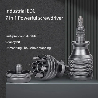 Mini Titanium Screwdriver Set — 7-in-1 Magnetic 1/4" S2 Alloy Steel Drill Bit EDC Repair Tool