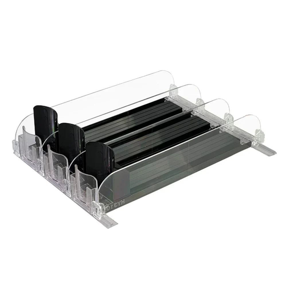 Canned Beverage Push Rack – Adjustable E-Shaped Drink Organizer & Dispenser for Kitchen & Fridge
