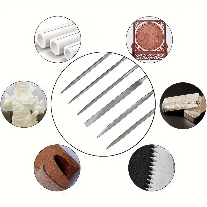 Premium Needle File Set – High-Carbon Steel Files with Non-Slip Ergonomic Handles for Precision Wood, Plastic, and Model Filing