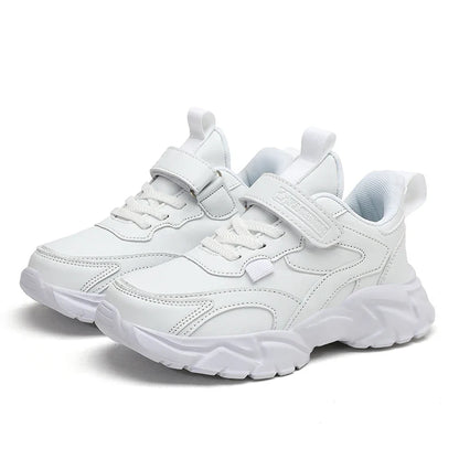 Kids Sport Casual Shoes — Leather Sneakers for Girls & Boys (Ages 5-16), Outdoor Running, Soft Sole, Anti-Slip Walking Footwear