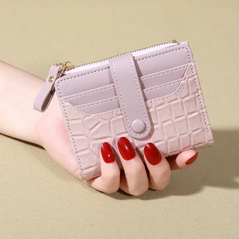 Elegant Women’s Multi-Card Wallet – PU Leather Double Zip Clutch Purse with Crocodile Pattern Storage Bag