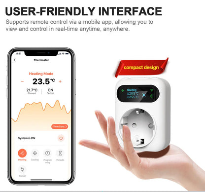 Smart WiFi Thermostat Plug – Tuya Wireless Temperature Controller for Boiler, Fan, Heating & Cooling, Alexa & Google Home Compatible