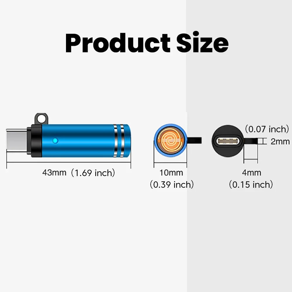 Mini Type C Electric Lighter - USB C Rechargeable Windproof Outdoor Lighter Adapter for iPhone 17 Pro