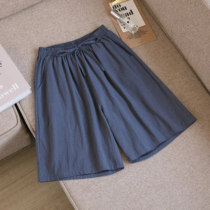 2024 Women’s High Waist Cotton Summer Shorts with Pockets – Casual Loose Fit Soft Cool Shorts for Girls
