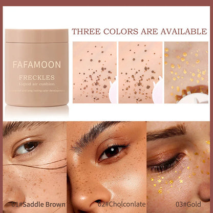 Air Cushion Freckle Stamp Kit - Lifelike Natural Simulation Fake Freckles for Face & Body, Waterproof Makeup Dot Spot Comb